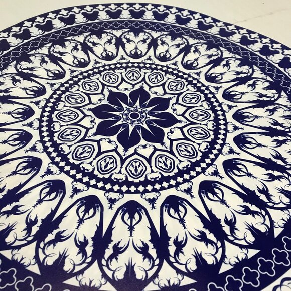 Round Blue & White Mandala Pattern Placemat Set Of 4 PVC - Picture 2 of 5